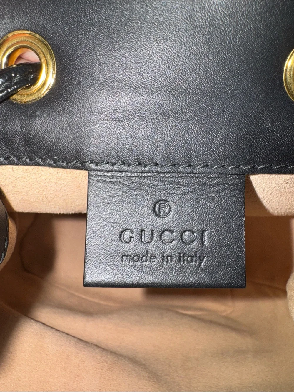 Gucci Ophidia Mini Red Suede and Black Accent Bucket Bag